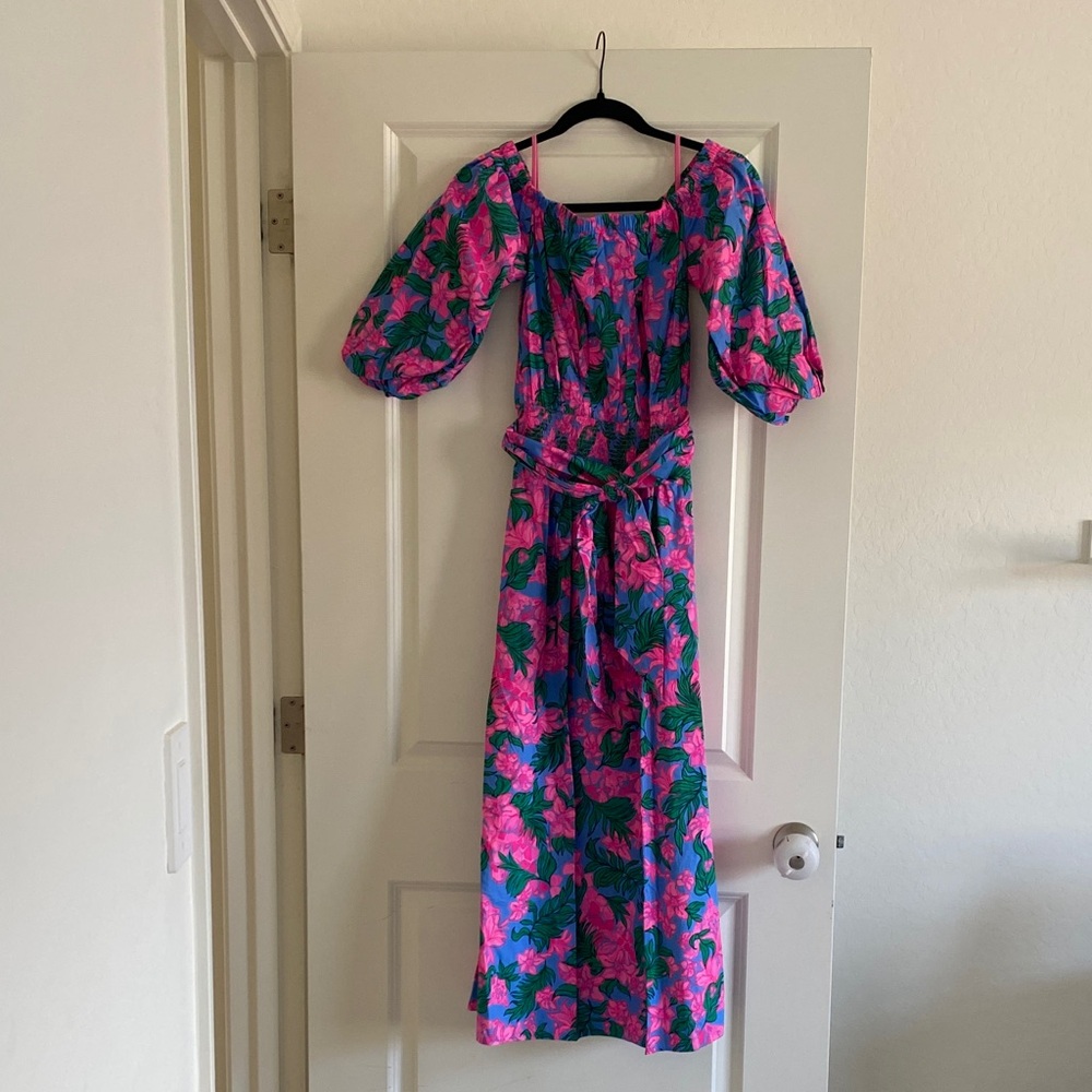 Lilly Pulitzer Pink and Blue Floral Maxi Dress - Picture 1 of 6